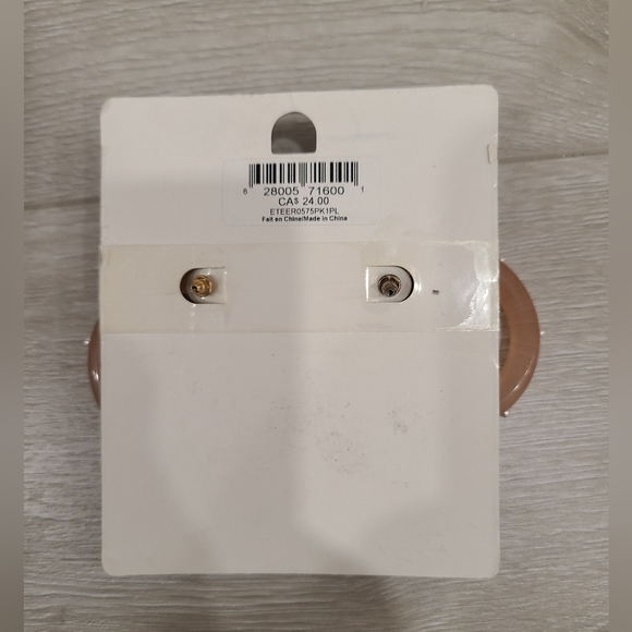 Etereo Goldtone & Pink Beaded Interlock Hoop Earrings - Picture 3 of 4